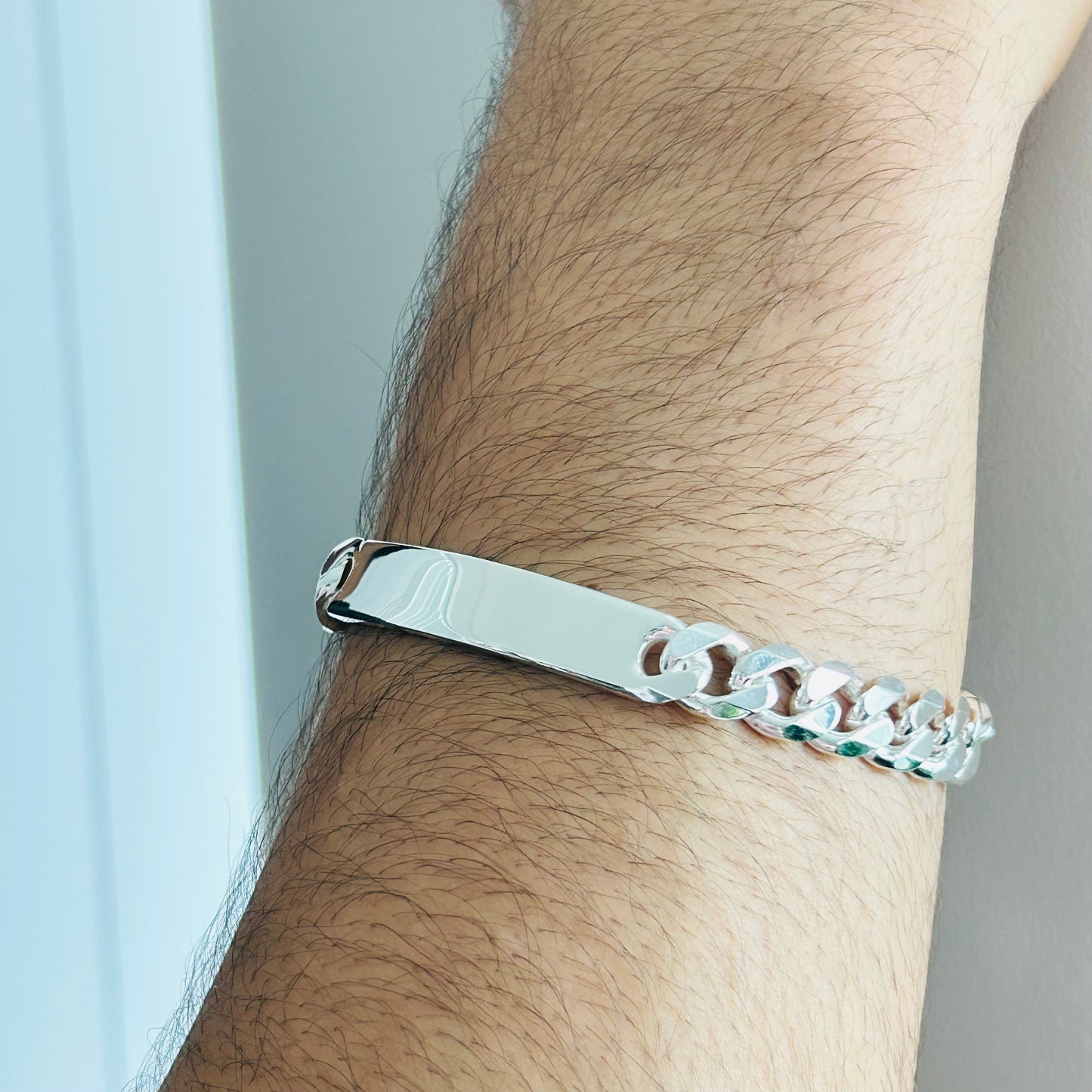Silver ID bracelet for Men Image 5