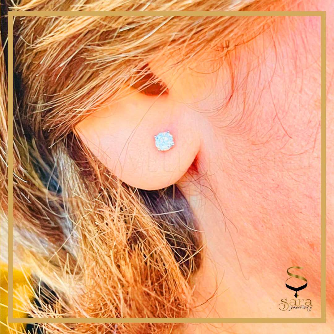 Tiny Diamond Stud Earrings| CZ Diamond Stud Earrings| Dainty Diamond Stud Earrings| Sterling Silver Stud earrings| 925 Silver Stud earrings sjewellery|sara jewellery shop toronto