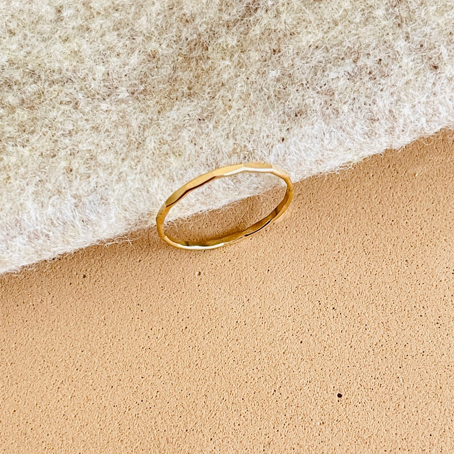 Stackable hammered texture ring in 14k gold filled Image 2