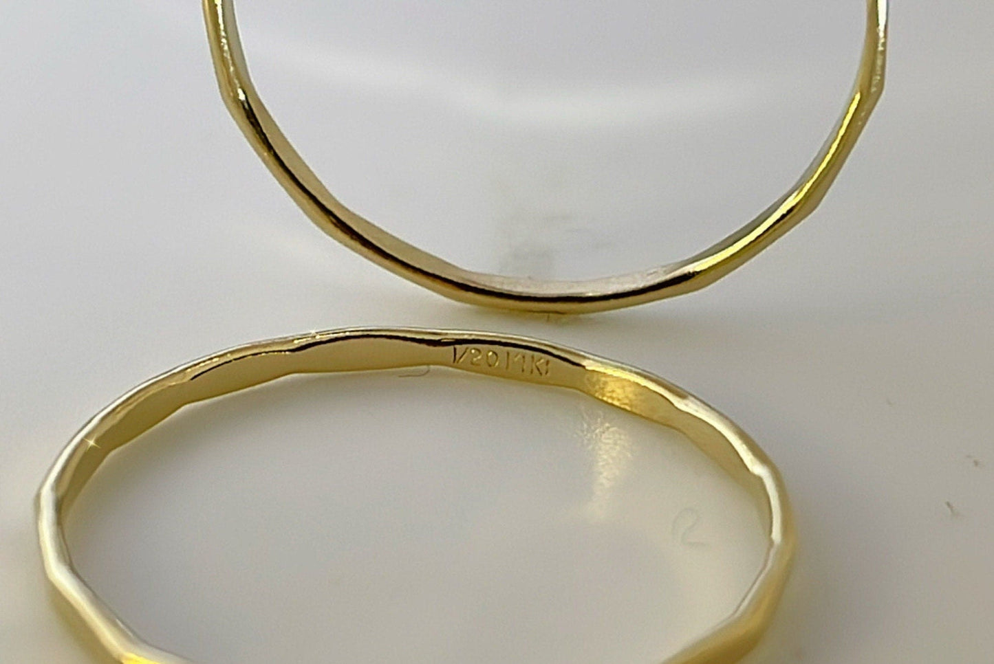Stackable hammered texture ring in 14k gold filled Image 4