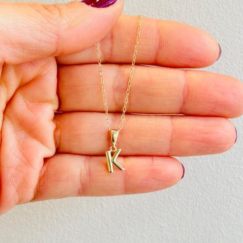solid gold initial necklace