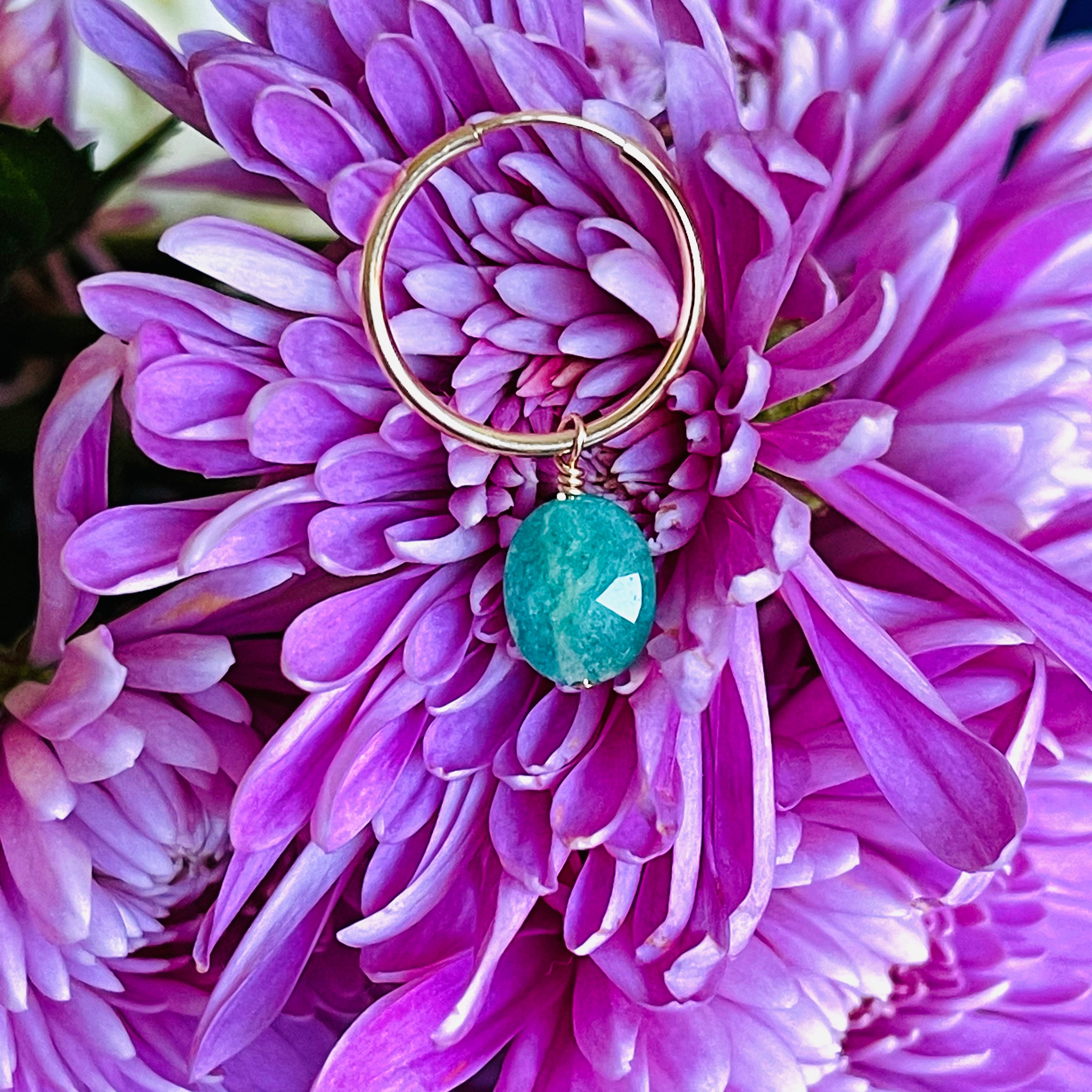 gold filled hoops with Jade charms