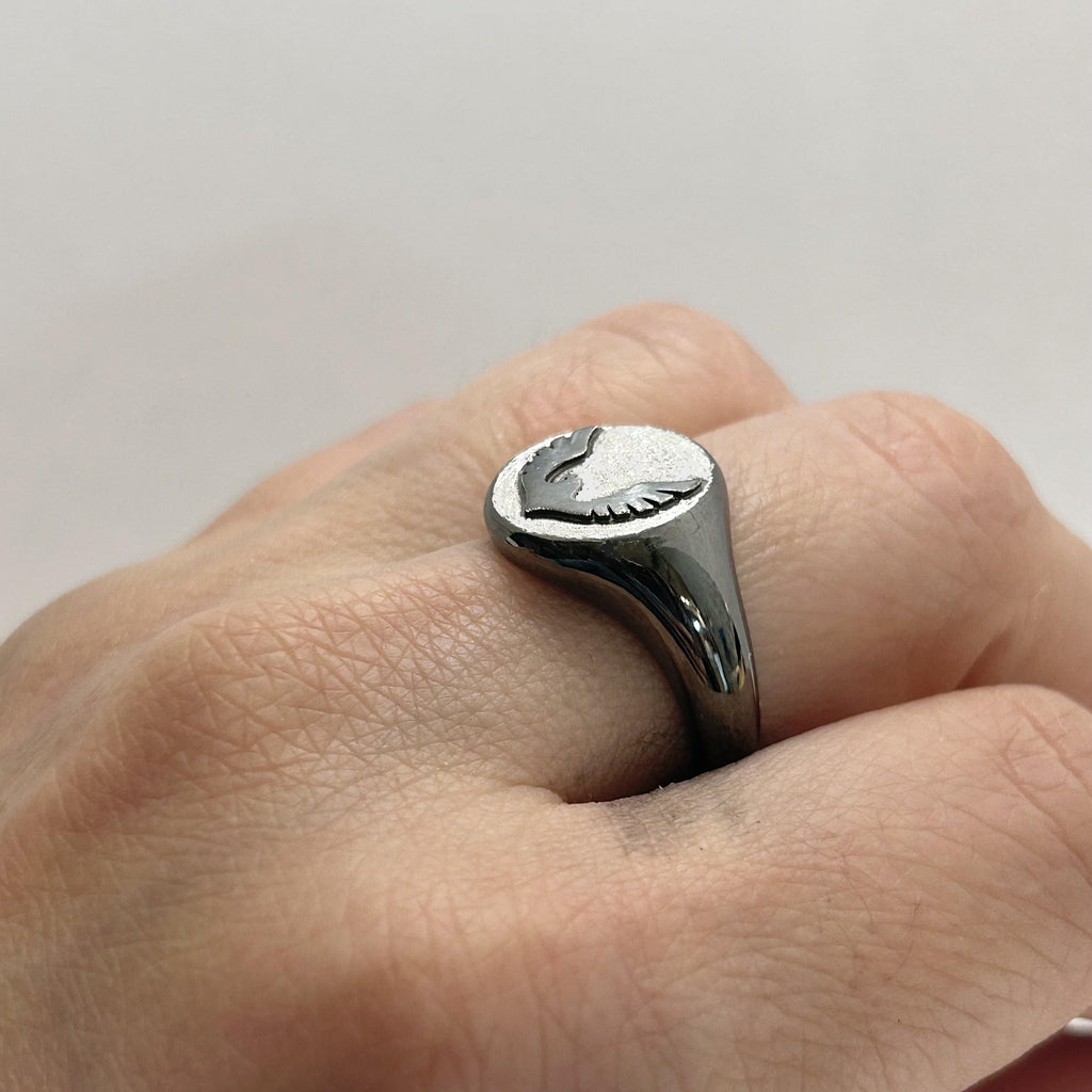925 Silver Signet Rings For Men, Bird Men's Ring