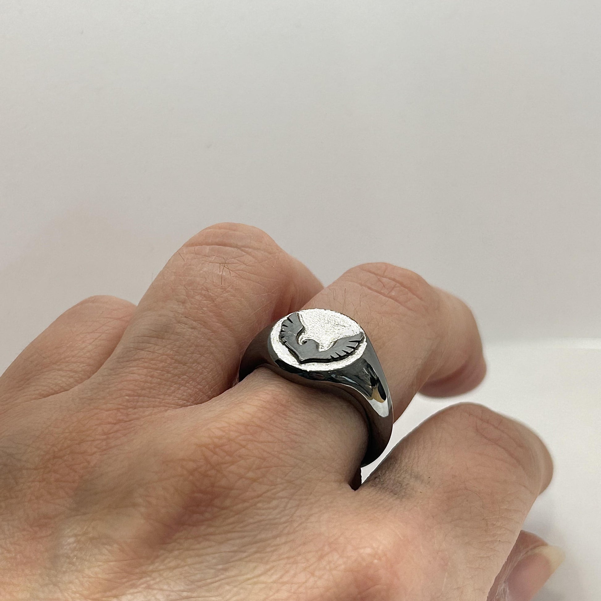 Bird Men's Ring ,925 Silver Signet Rings For Men image4