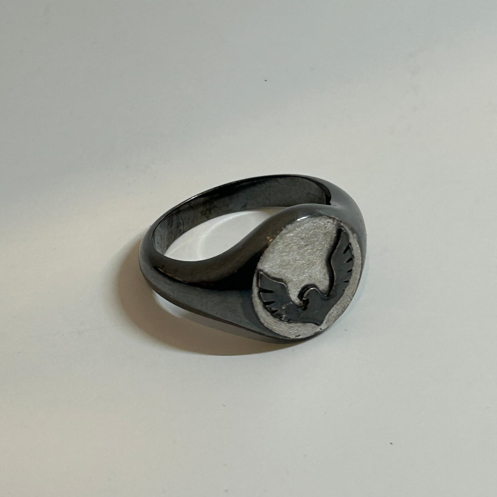 Bird Men's Ring, Embroidered Silver Ring