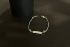 Silver Kids Bracelet With Blue Stones, Engravable ID Bracelet for kids Image 2