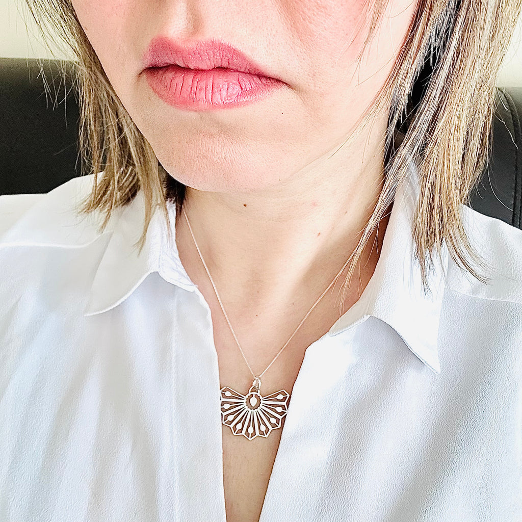 Fan Necklace in Sterling Silver