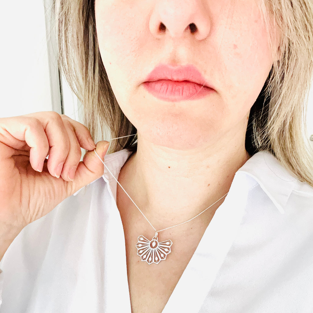 Fan Necklace in Sterling Silver