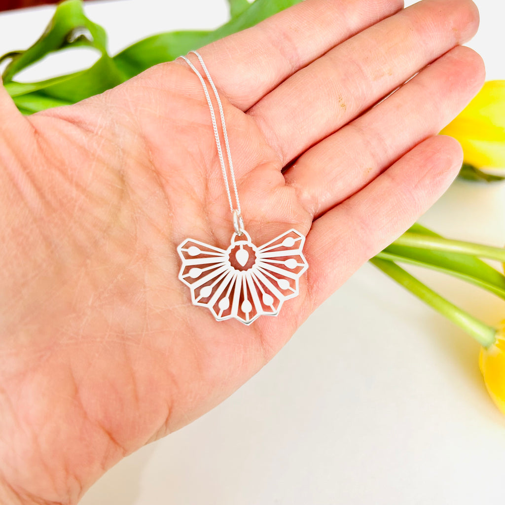 Fan Necklace in Sterling Silver