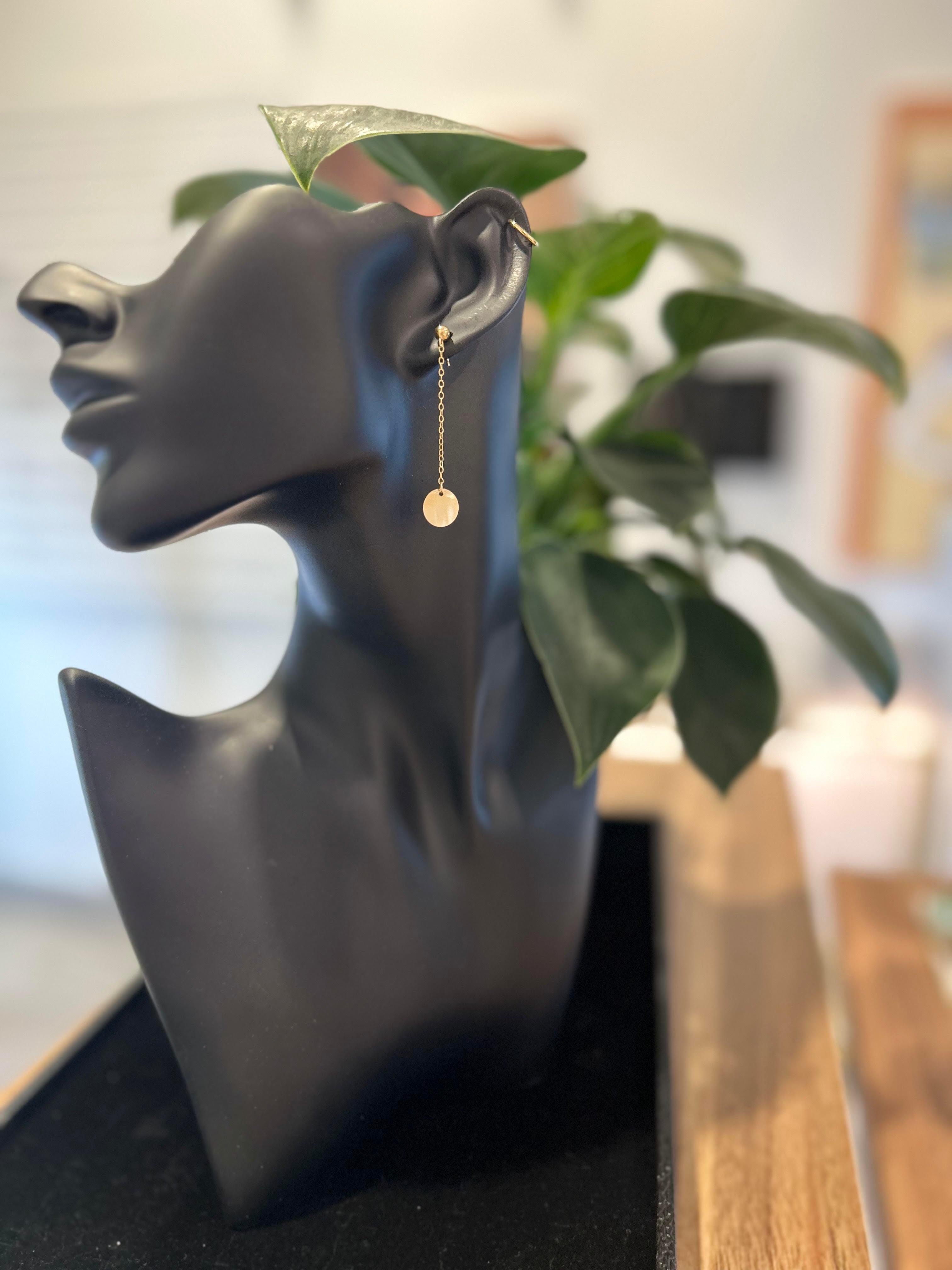 Gold Drop Disc earrings