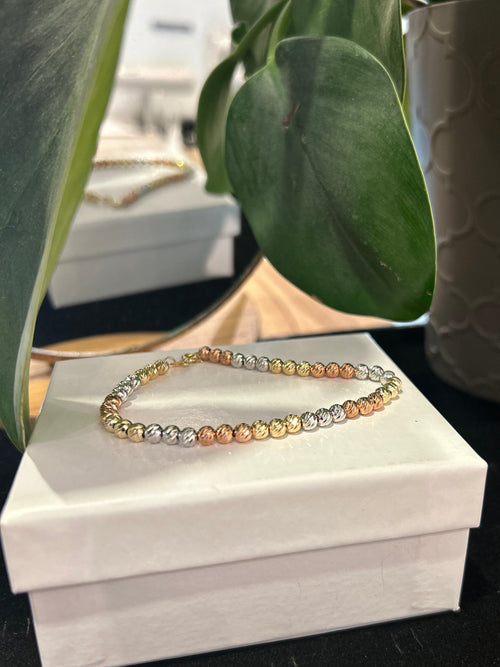 Gold Ball Bracelet, yellow Gold And Rose Gold And White Gold  Bead Bracelet - KIA Jewelry Bracelets Toronto