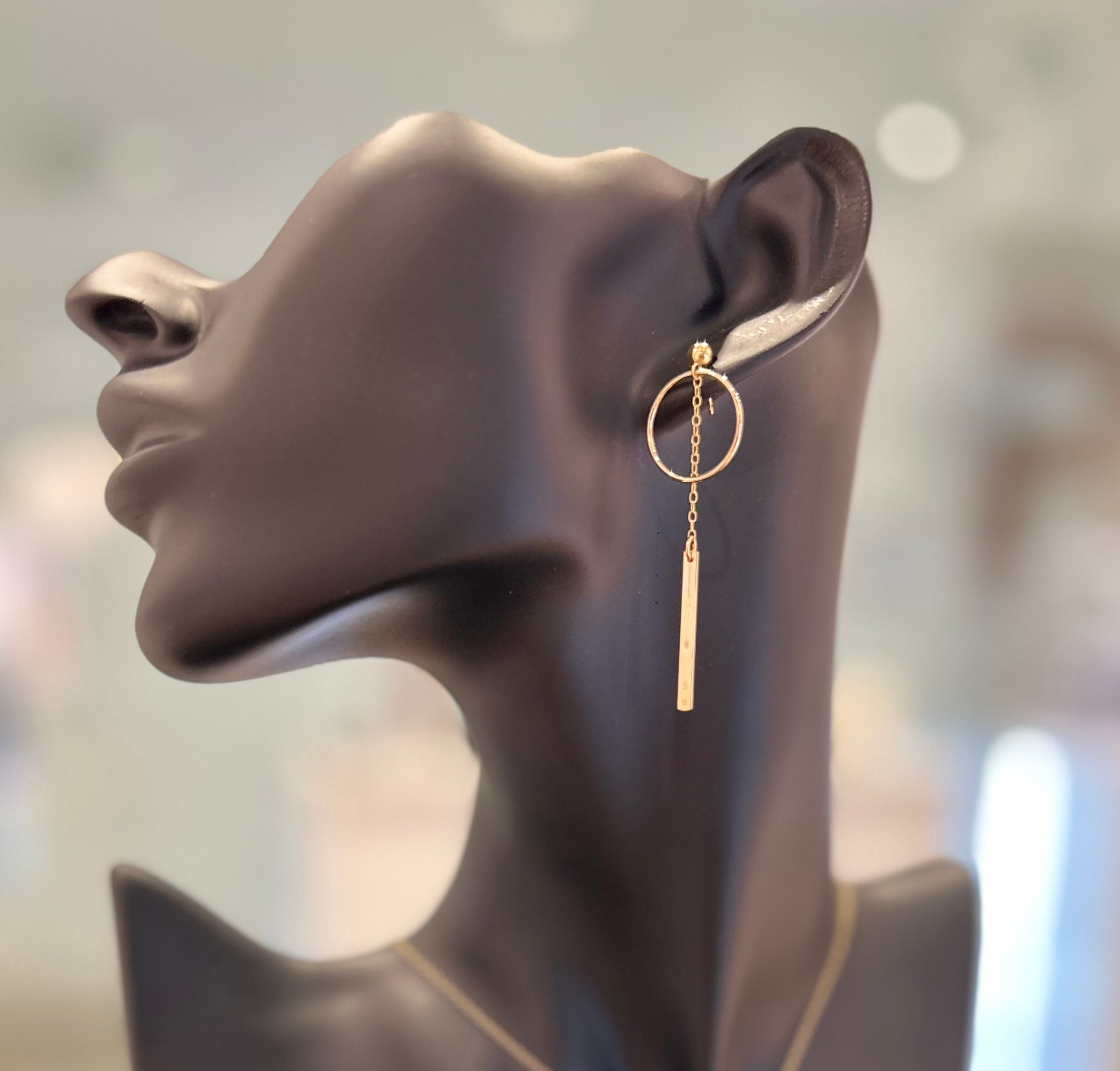 Gold Drop Bar Earrings With Hoops - KIA Jewelry Earrings Toronto