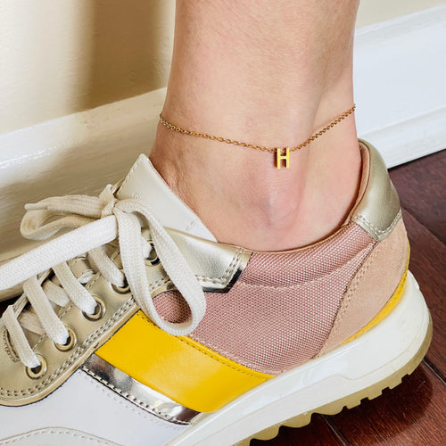 Gold Initial anklets, Personalized anklets