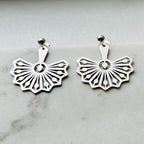 Silver drop fan earrings for women Image 4