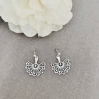 Silver drop fan earrings for women Image 3