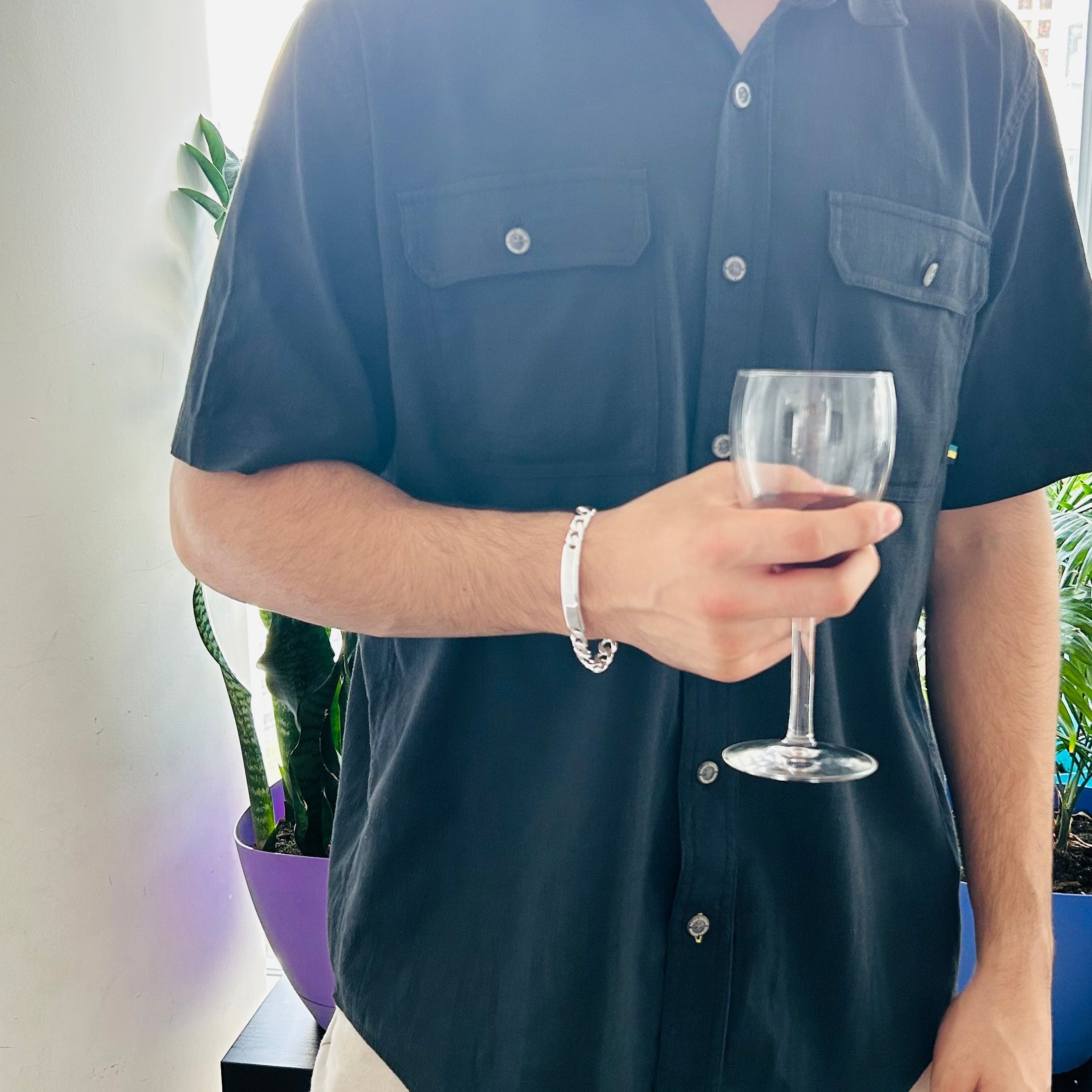 Silver ID bracelet for Men Image 6