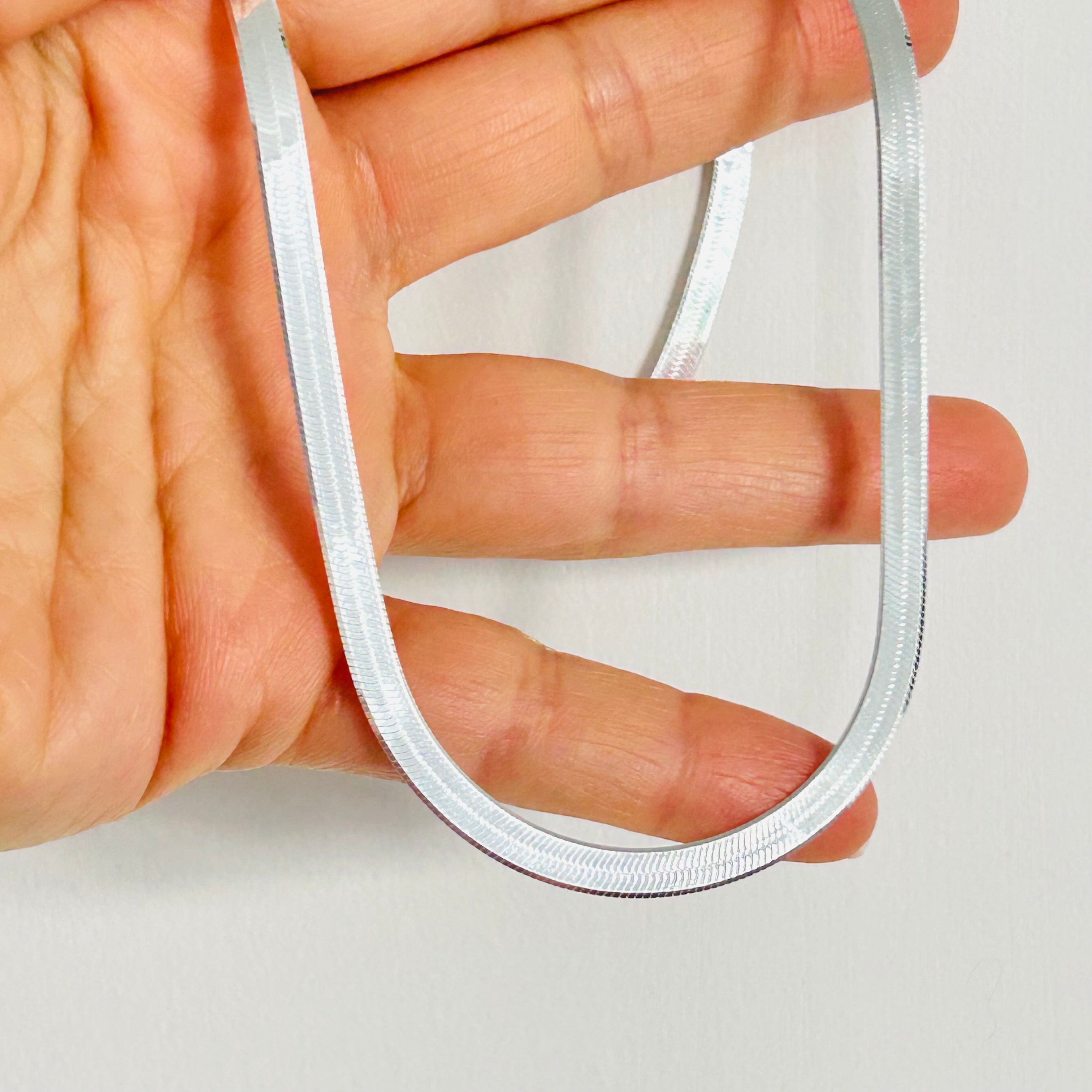 Sterling silver herringbone necklace for women and men