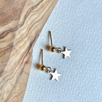 Ball stud earrings with star drops in 14k gold filled Image 1