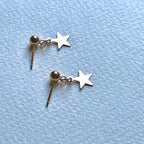 Ball stud earrings with star drops in 14k gold filled Image 2
