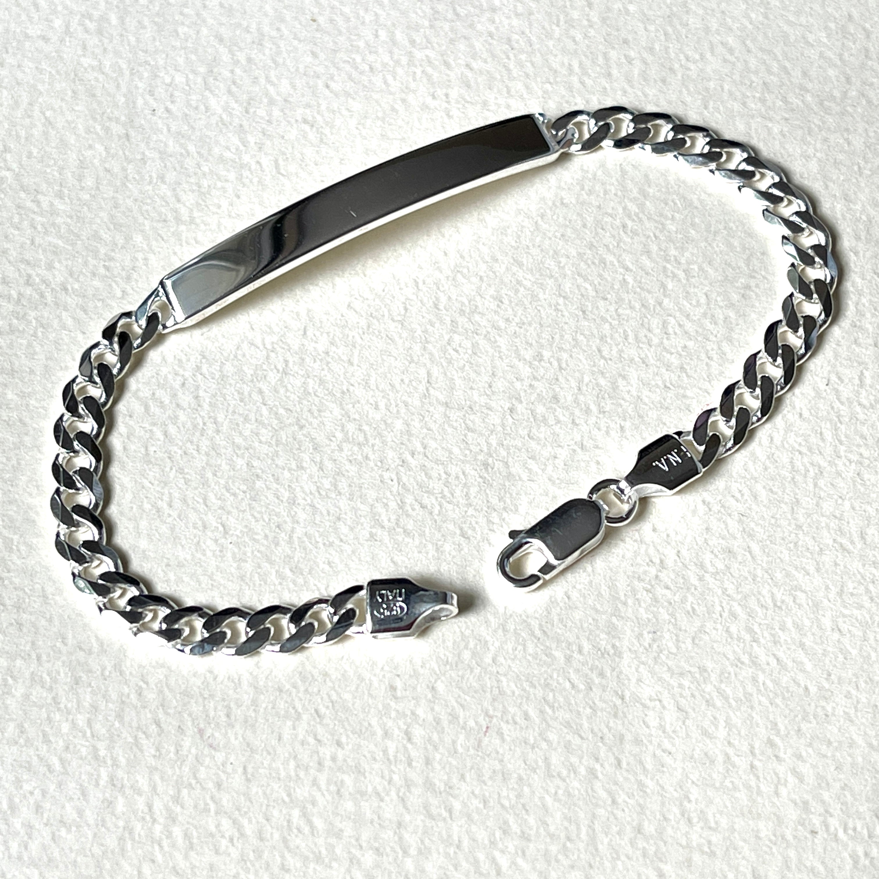 Sterling silver Id bracelet for women and men, Engravable ID bracelet