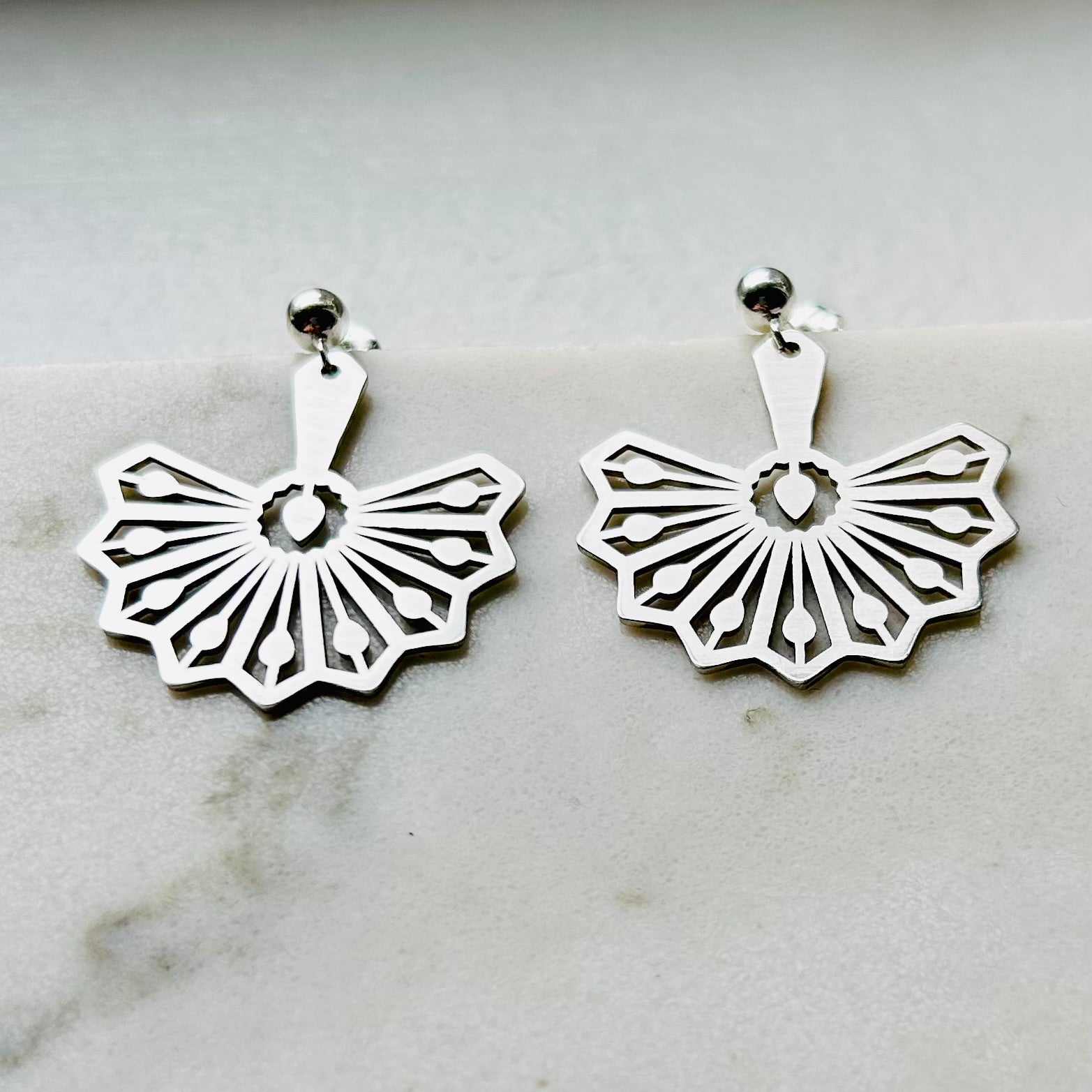 Silver drop fan earrings for women - KIA Jewelry Earrings Toronto