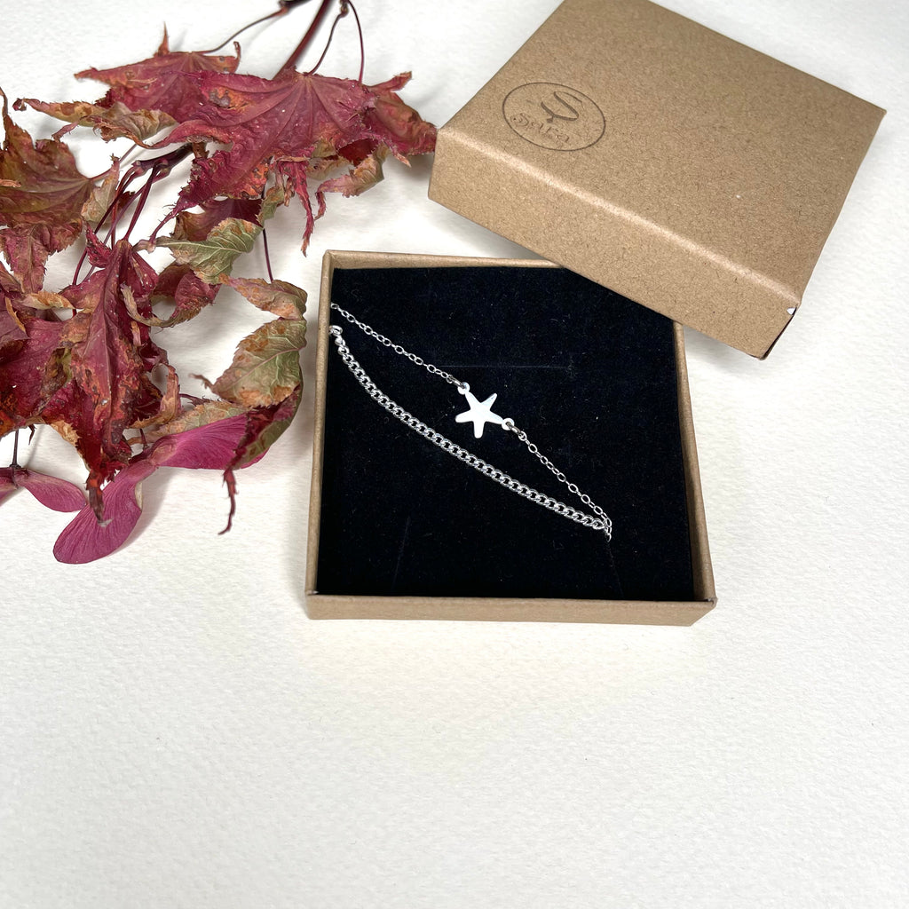 Sterling silver double Chain Bracelet with Star