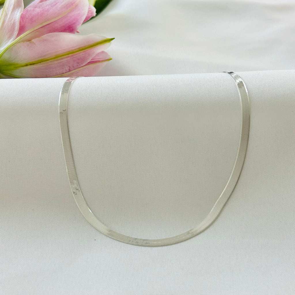 Sterling silver herringbone necklace for women and men