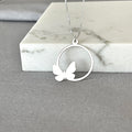 Butterfly on open circle necklace in sterling silver Image 1