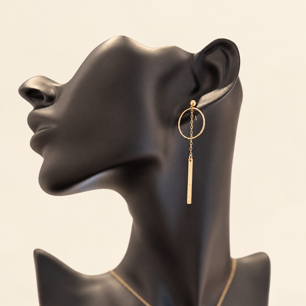 14K Gold Filled Drop Bar Hoop Earrings | KIA Jewelry