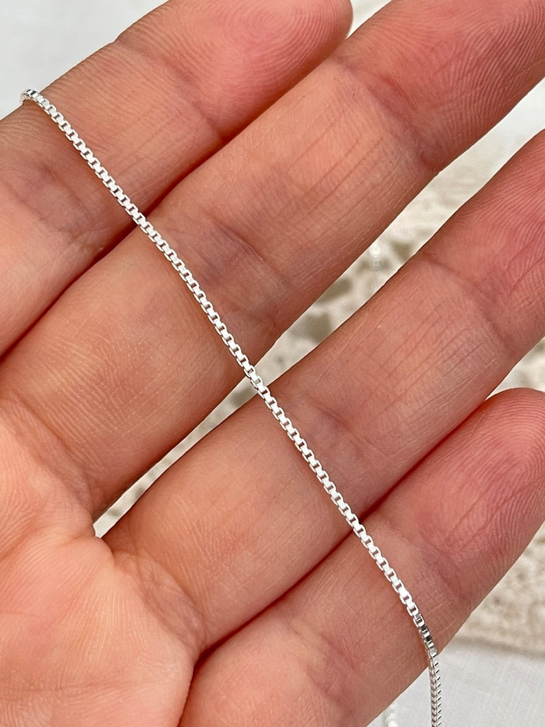 925 Sterling Silver Box Chain Necklace Made in Italy, Silver Chain, Real Silver Chain, Box Chain In Sterling Silver