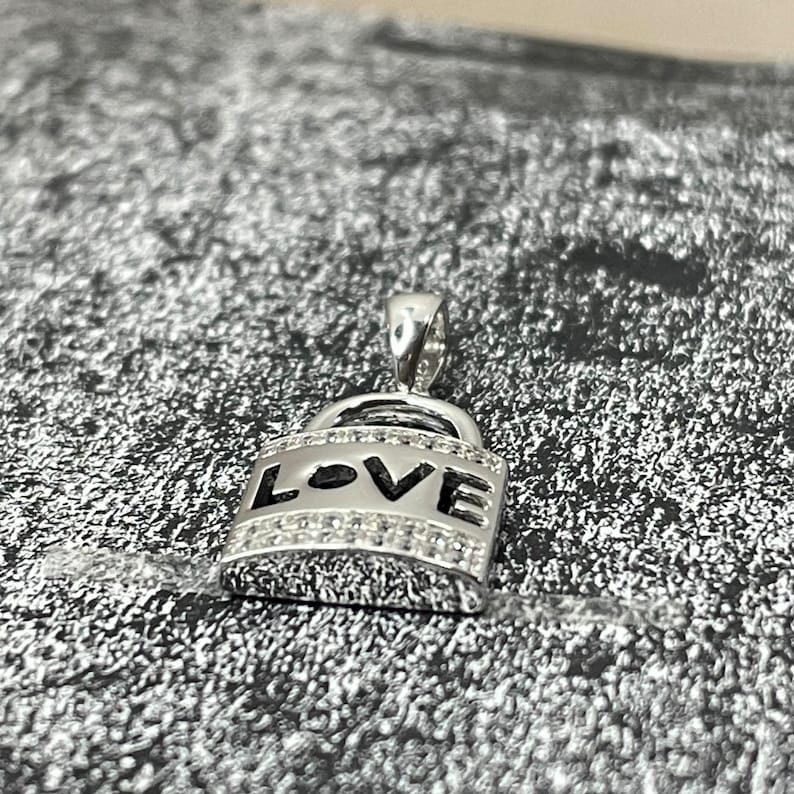 Love Lock Necklace Sterling Silver 925 | Pendant Sterling Silver Love Lock | Padlock necklace silver| Padlock Pendants | Padlock Jewelry image5