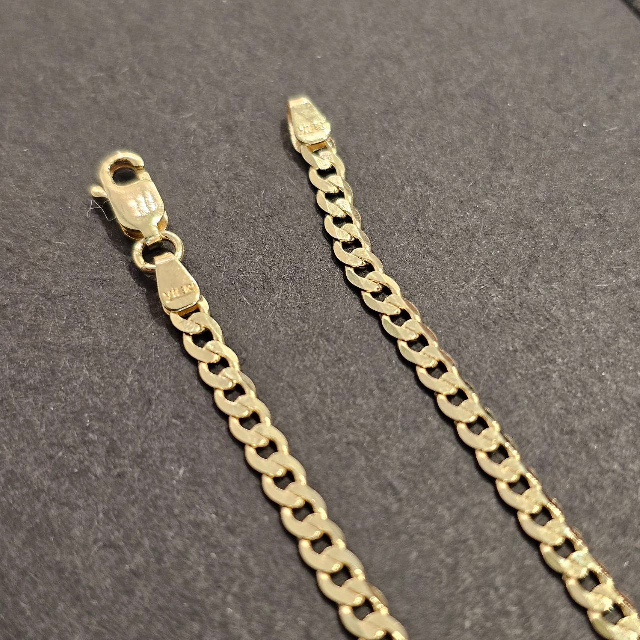 Dainty 10K Gold Curb Chain, Silver Chain Necklace, 20 Inches 10KT Gold, 3.1mm curb chain