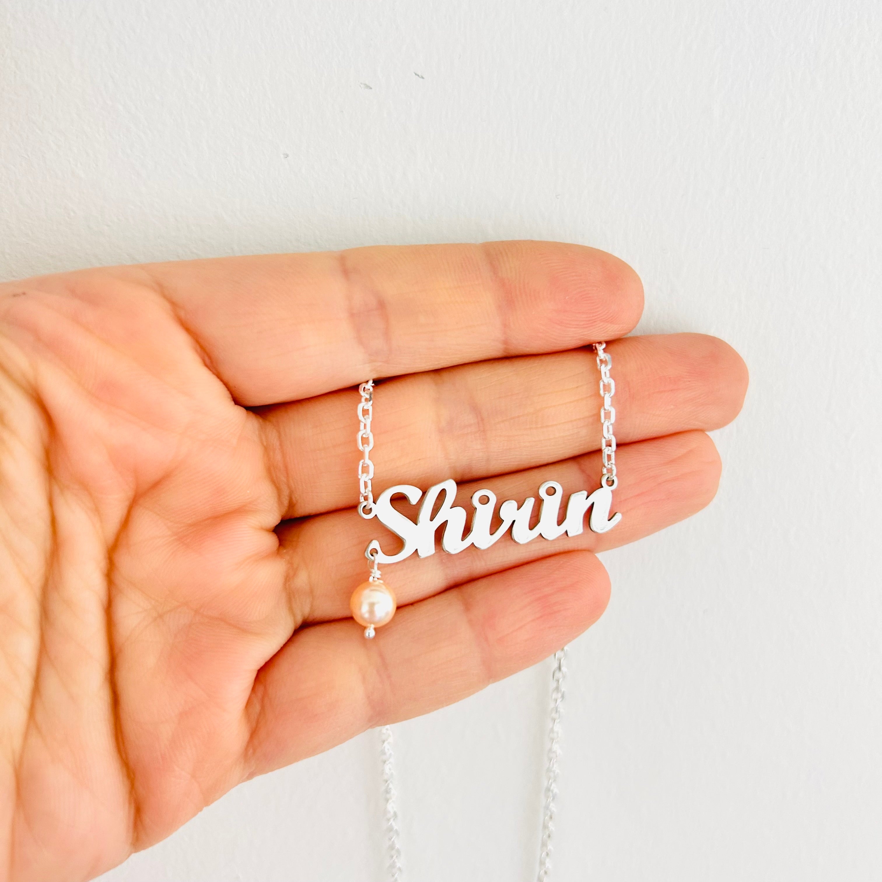 sterling silver Personalized name pendant with silver chain, personalized necklace, name necklace, layering necklace - KIA Jewelry Necklaces Toronto