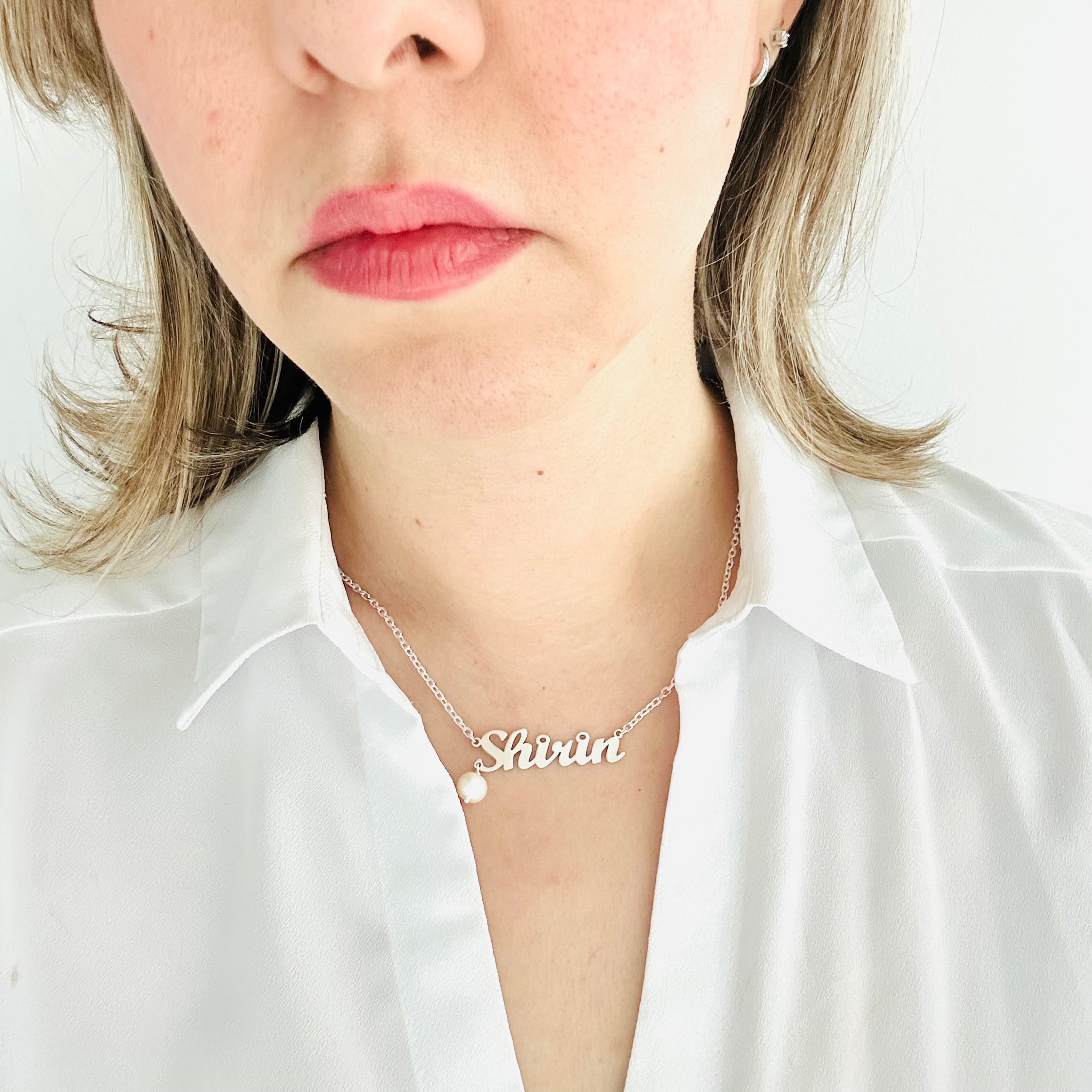 sterling silver Personalized name pendant with silver chain, personalized necklace, name necklace, layering necklace - KIA Jewelry Necklaces Toronto