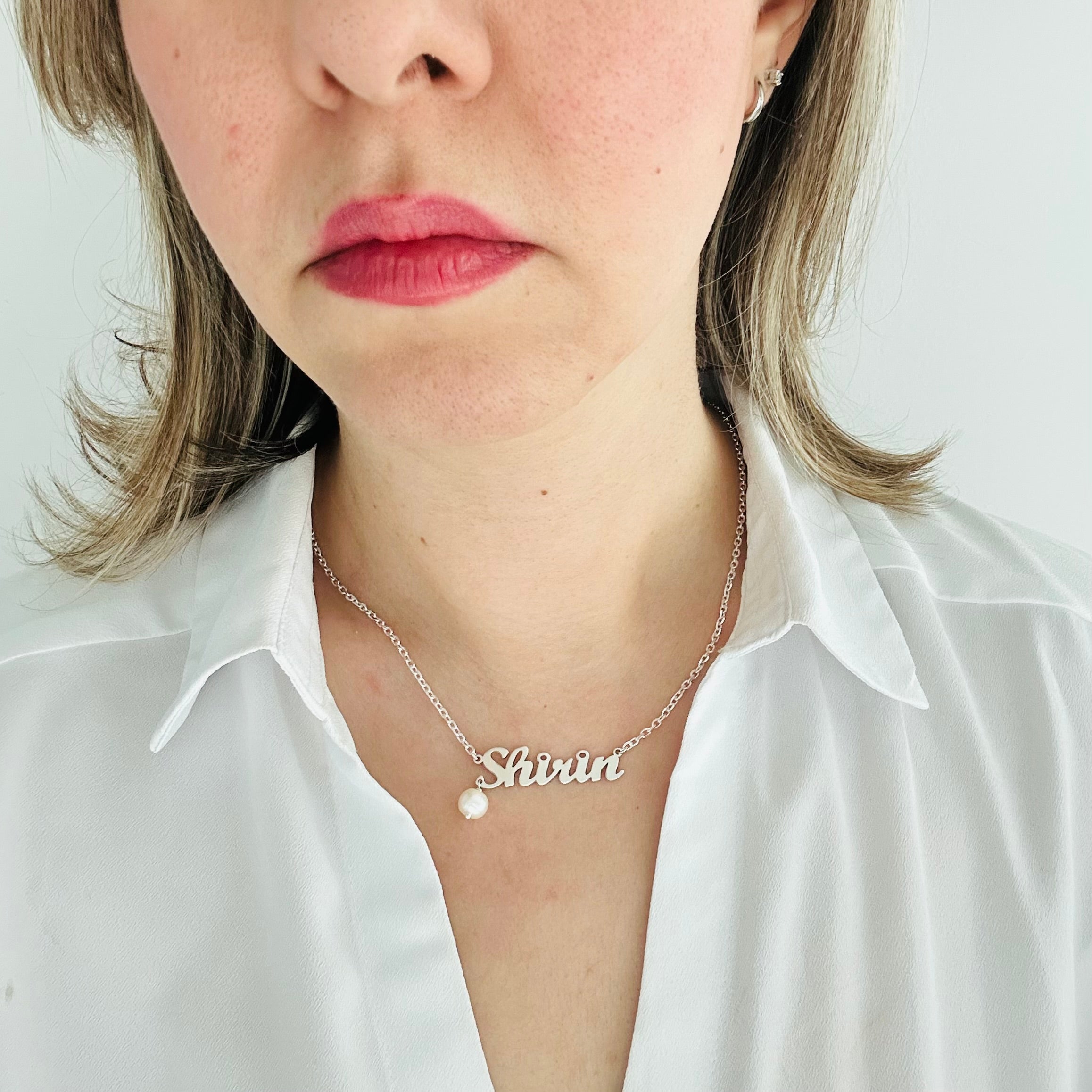 sterling silver Personalized name pendant with silver chain, personalized necklace, name necklace, layering necklace - KIA Jewelry Necklaces Toronto