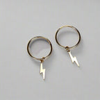 14 K Gold filled Mini Lightning Bolt and hoop earrings| Tiny Dangle Hoops - sjewellery|sara jewellery shop toronto