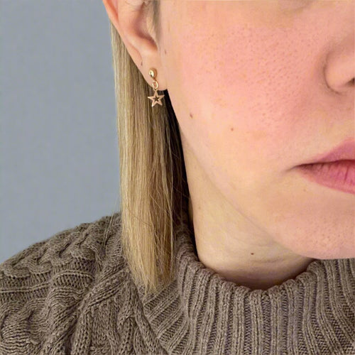 14k gold filled ball studs with cut out star charms - KIA Jewelry Earrings Toronto