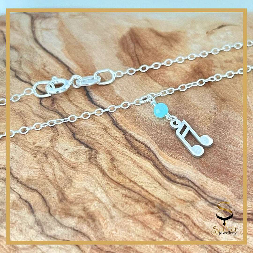 925 Sterling silver anklet  with small faceted Amazonite | Musical ankle cable chain  7 to 12 inches