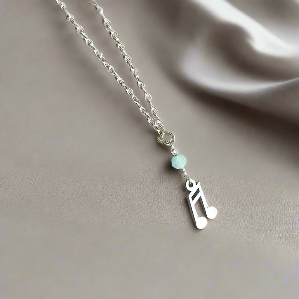 925 Sterling silver anklet  with small faceted Amazonite | Musical ankle cable chain  7 to 12 inches - KIA Jewelry Anklets Toronto