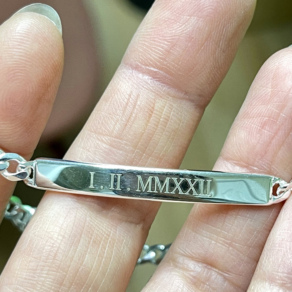 Sterling silver Id bracelet for women and men, Engravable ID bracelet