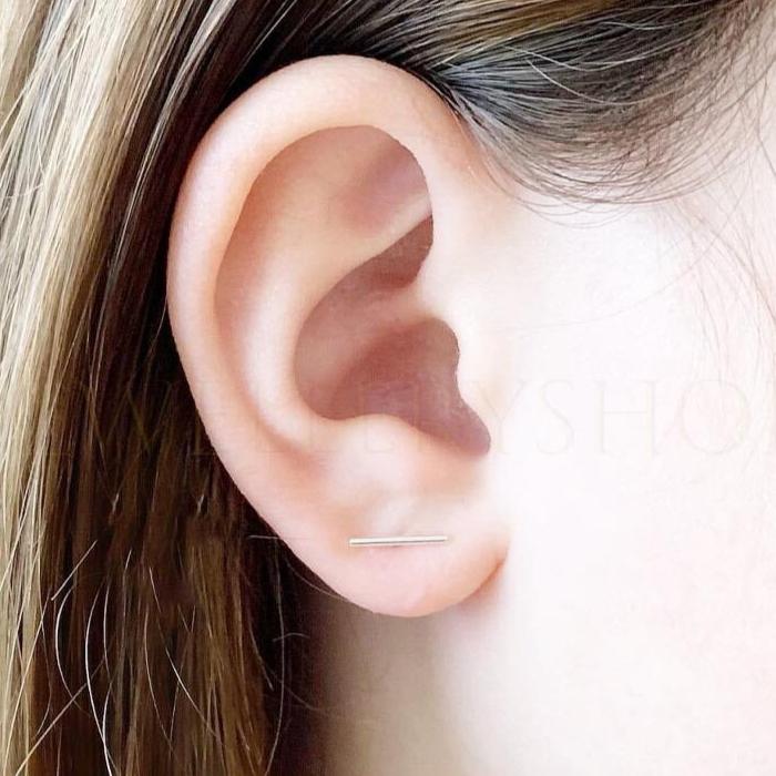 Minimal 14k Gold Filled Bar Stud Earring