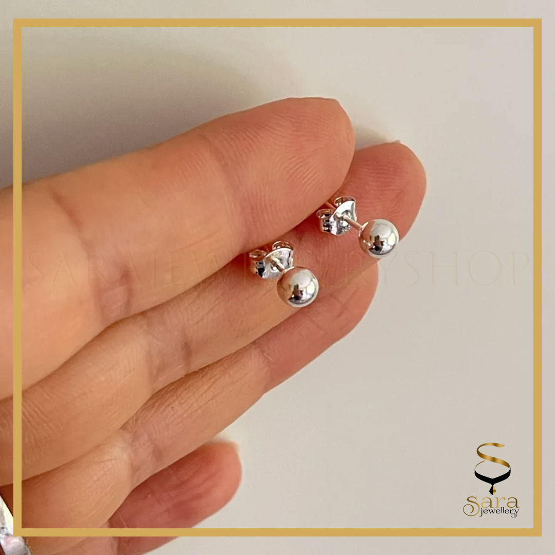 Simple ball stud earrings| Sterling 925 Silver Stud Earrings| Minimalist silver stud post earrings.