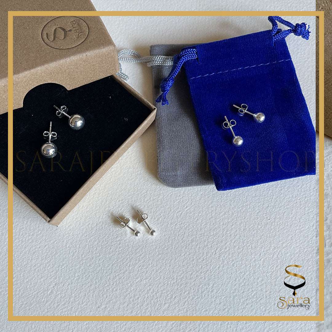 Simple ball stud earrings| Sterling 925 Silver Stud Earrings| Minimalist silver stud post earrings.