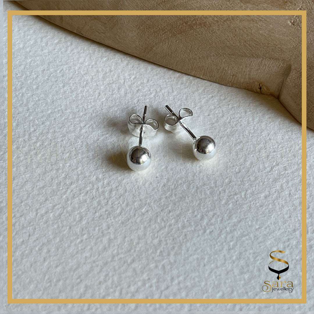 Simple ball stud earrings| Sterling 925 Silver Stud Earrings| Minimalist silver stud post earrings.