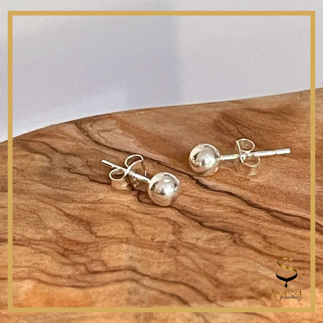 Simple ball stud earrings| Sterling 925 Silver Stud Earrings| Minimalist silver stud post earrings.
