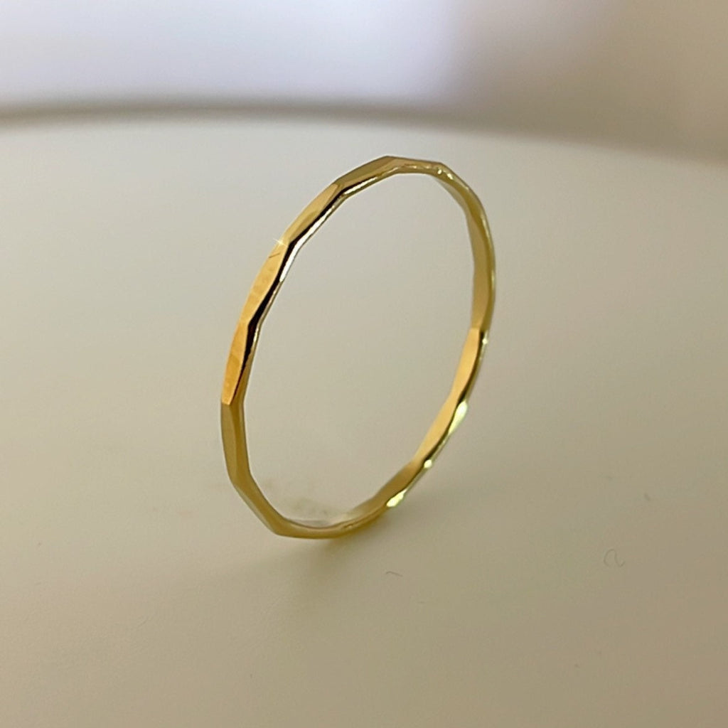 Stackable hammered texture ring in 14k gold filled