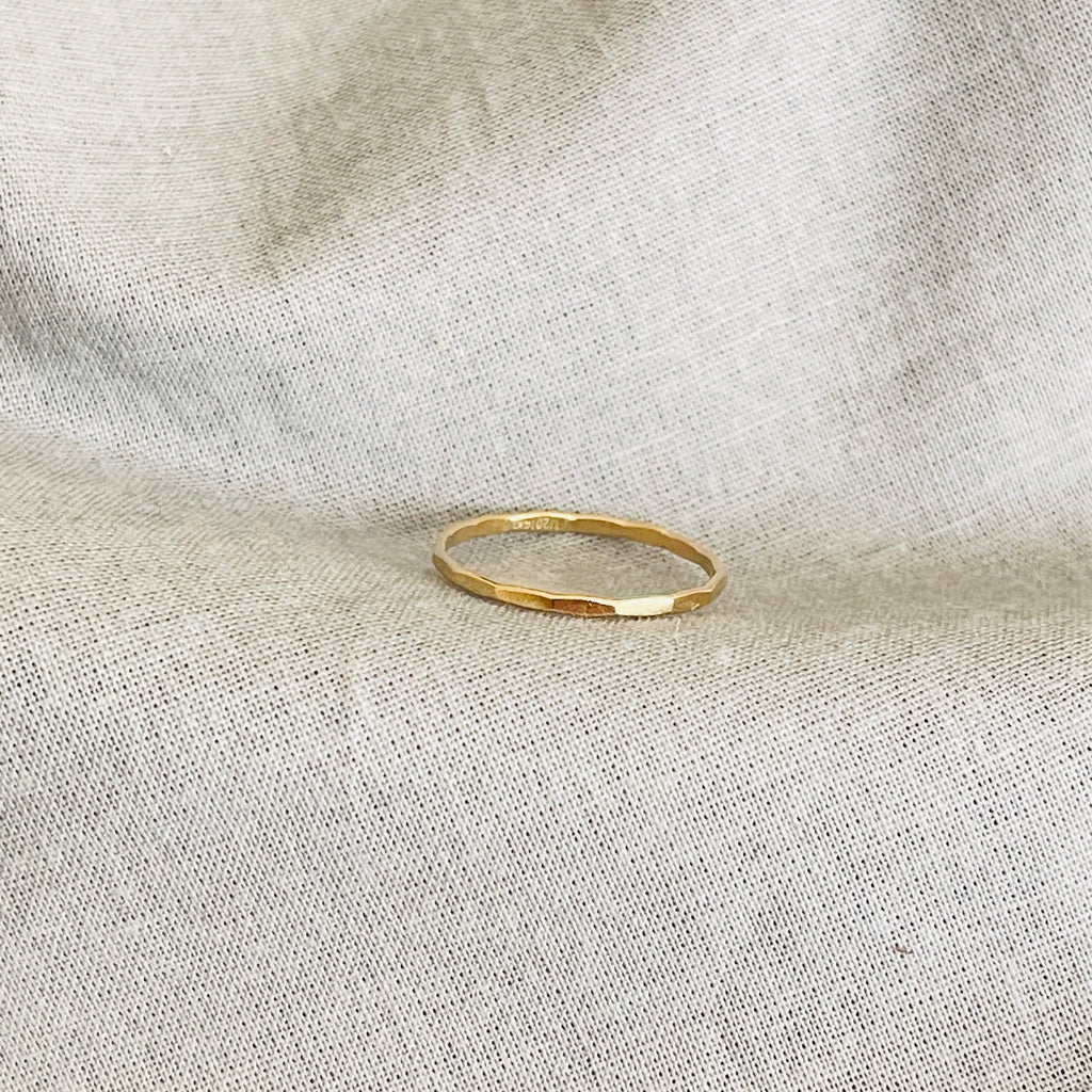 Stackable hammered texture ring in 14k gold filled
