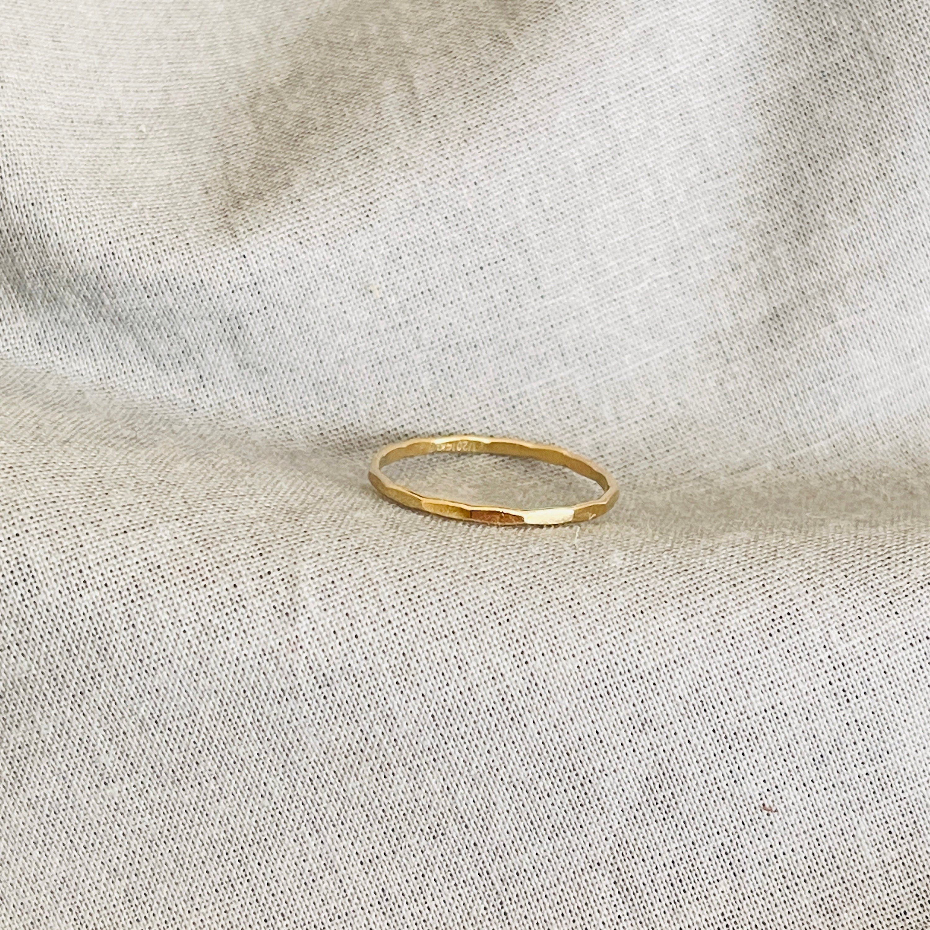 Stackable hammered texture ring in 14k gold filled - KIA Jewelry Rings Toronto