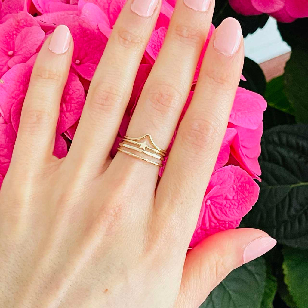 Stackable twist ring in 14k gold filled