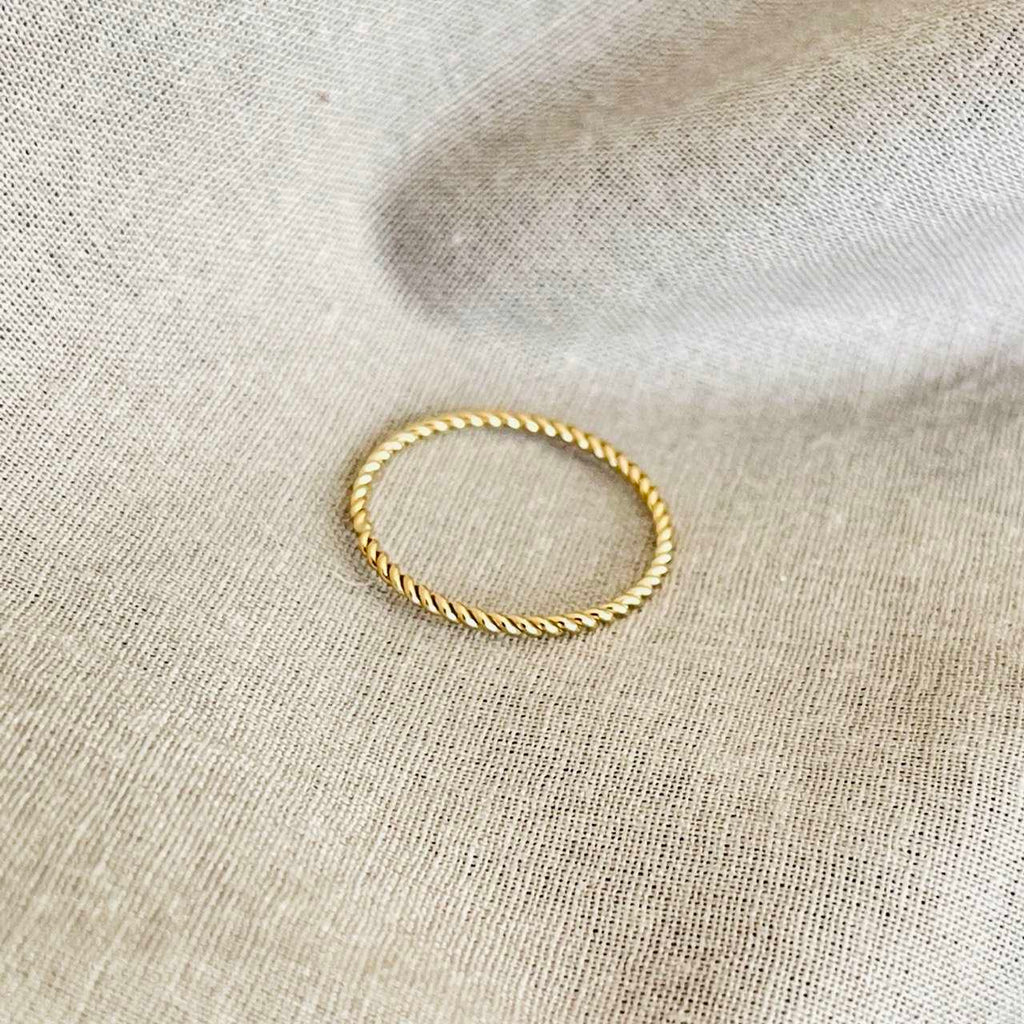 Stackable twist ring in 14k gold filled
